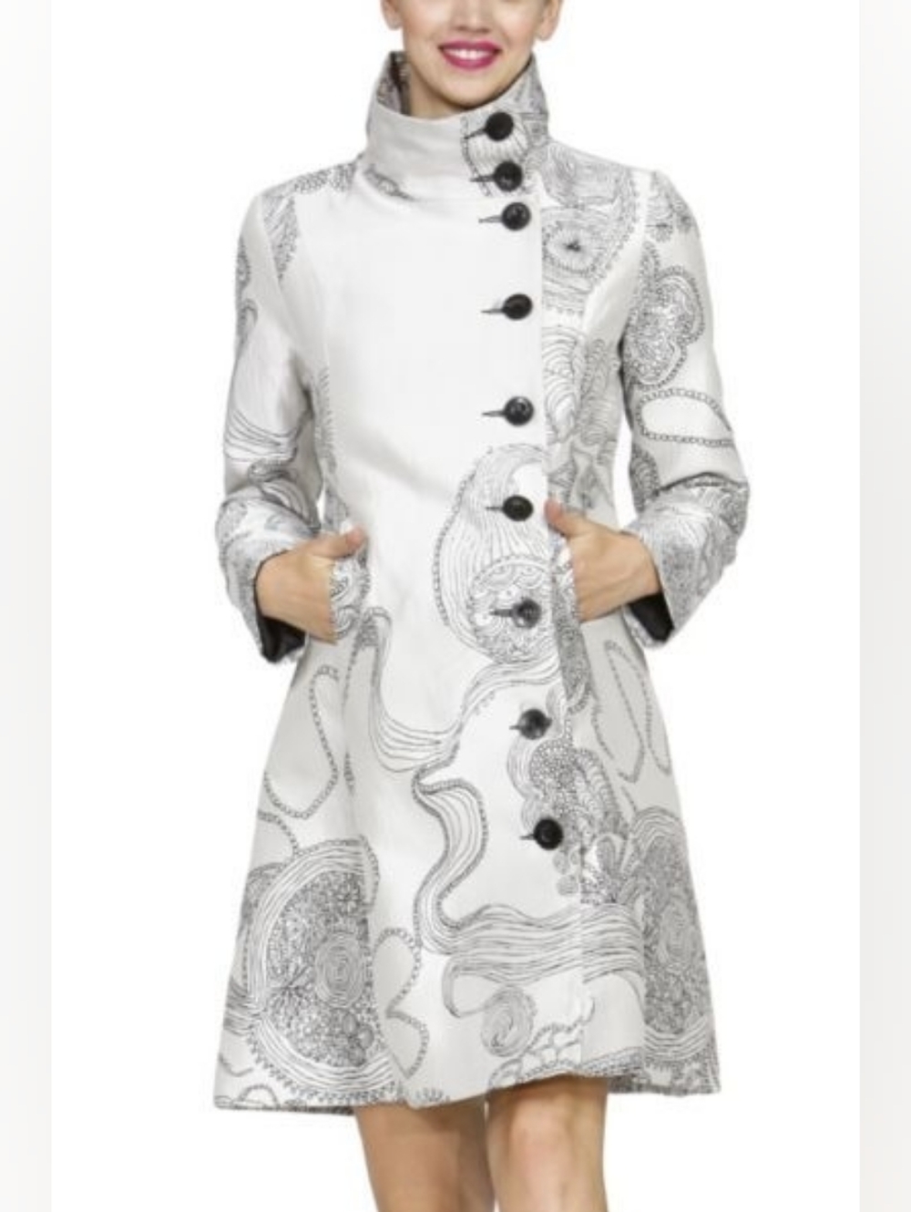 Desigual Sz.36 (US 4/XS) Embroidered Coat